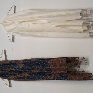 Scarf bundle white scarf and turquoise and brown scarf